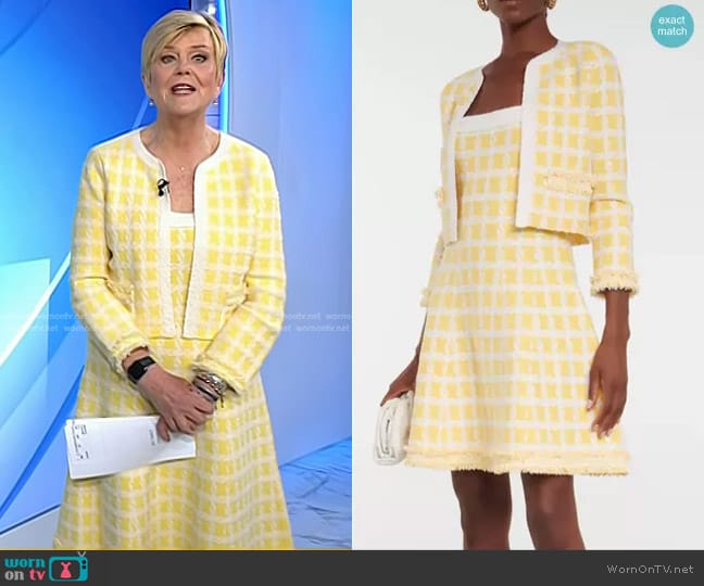 Oscar de la Renta Gingham Tweed Minidress and Jacket worn by Anne Thompson on Today