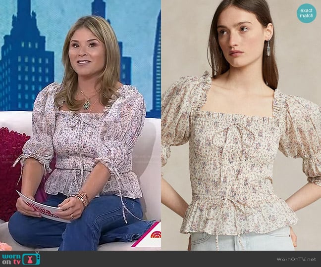 Polo Ralph Lauren Liko Floral Smocked Blouse worn by Jenna Bush Hager on Today