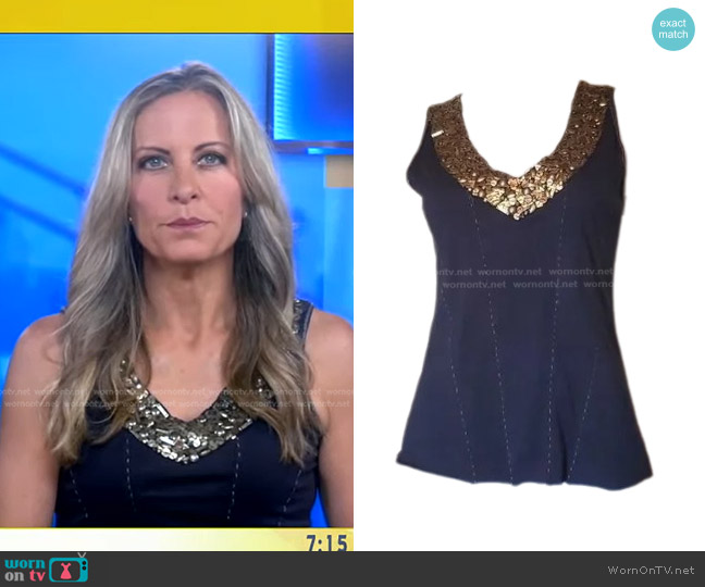 Project Alabama Sequin V-Neck Sleeveless Top worn by Becky Worley on Good Morning America