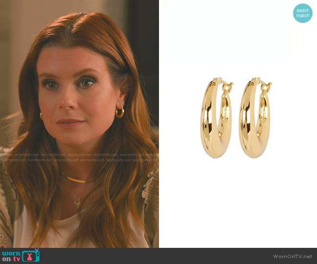 Bonheur Jewelry Puffed Hoop Earrings worn by Maddie Townsend (JoAnna Garcia Swisher) on Sweet Magnolias