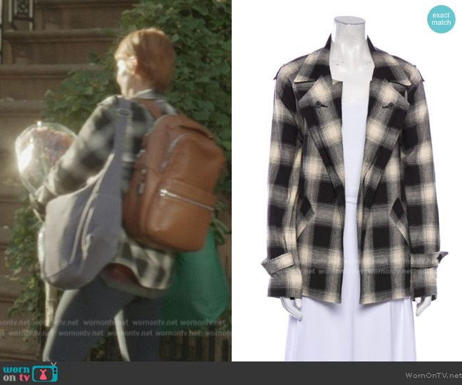 RTA Denim Plaid Blazer worn by Miranda Hobbs (Cynthia Nixon) on And Just Like That