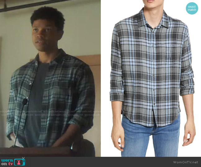 Ned’s blue plaid shirt on Nancy Drew