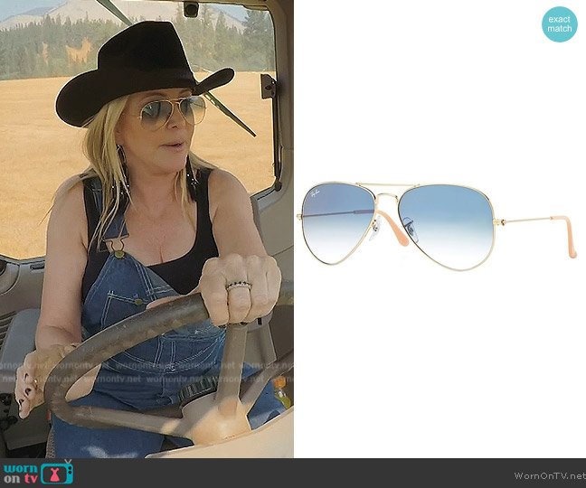 Ray-Ban Large Polarized Metal Aviator Sunglasses worn by Shannon Beador on The Real Housewives of Orange County