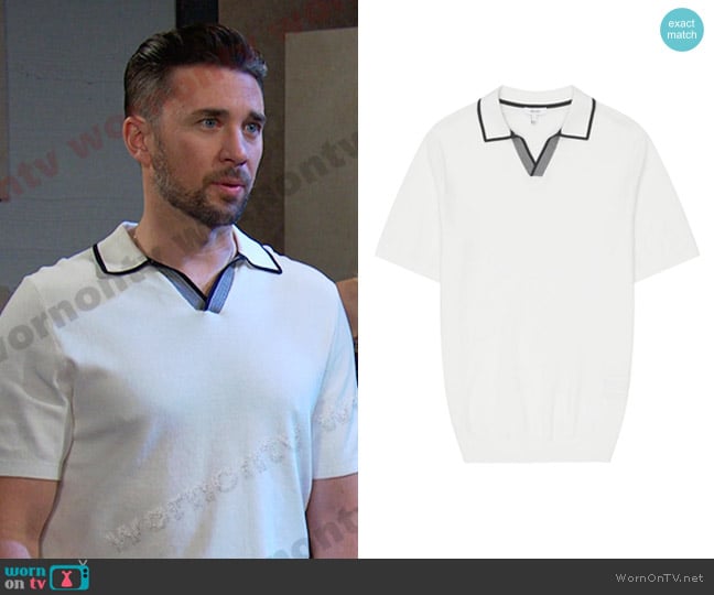 Reiss Ettrick Open Collar Tipped Polo worn by Chad DiMera (Billy Flynn) on Days of our Lives