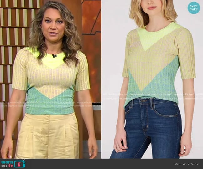 WornOnTV: Ginger’s colorblock ribbed top on Good Morning America ...