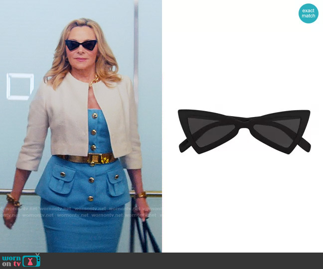 Saint Laurent SL 207 Triangle Acetate Sunglasses worn by Madolyn Addison (Kim Cattrall) on Glamorous