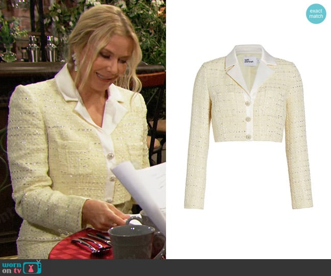 Self Portrait Boucle Knit Cropped Jacket worn by Brooke Logan (Katherine Kelly Lang) on The Bold and the Beautiful