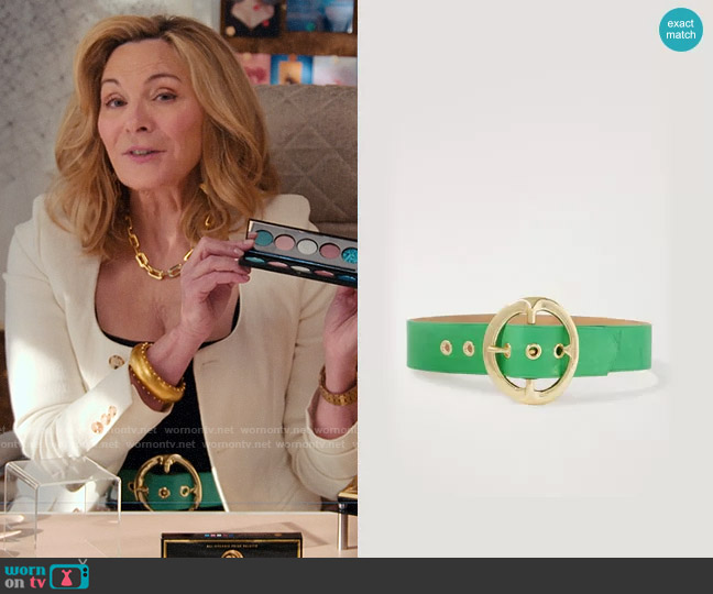 Sergio Hudson Signature Leather Buckle Belt worn by Madolyn Addison (Kim Cattrall) on Glamorous