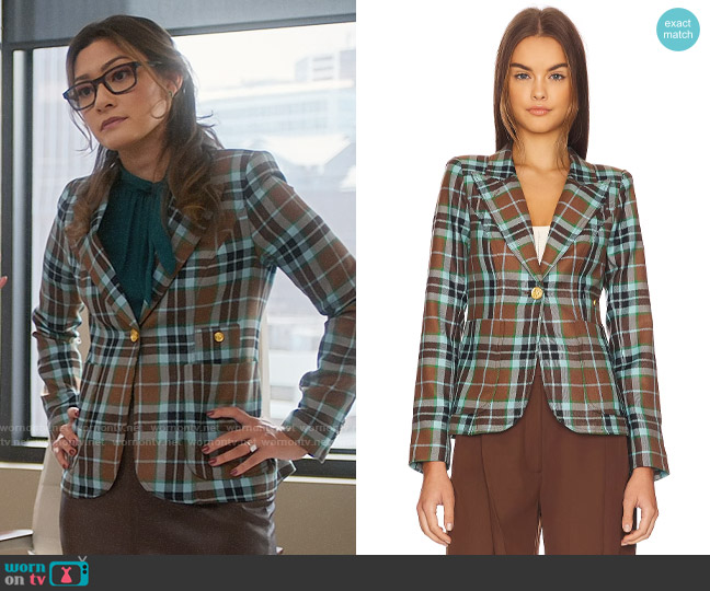 Smythe Duchess Blazer in Thompson Hunting Tartan worn by Susan (Inga Schlingmann) on So Help Me Todd