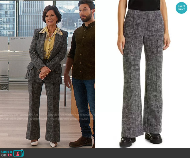 Smythe Tweed Pintuck Flare Leg Trousers worn by Margaret Wright (Marcia Gay Harden) on So Help Me Todd