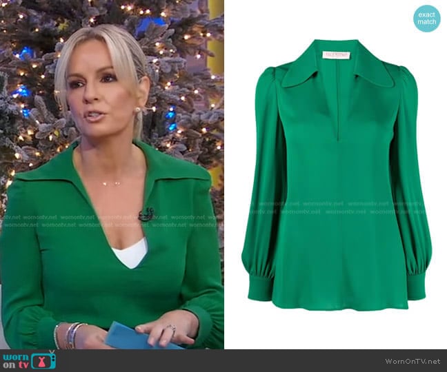 Valentino Spread-Collar Silk Top worn by Dr. Jennifer Ashton on Good Morning America