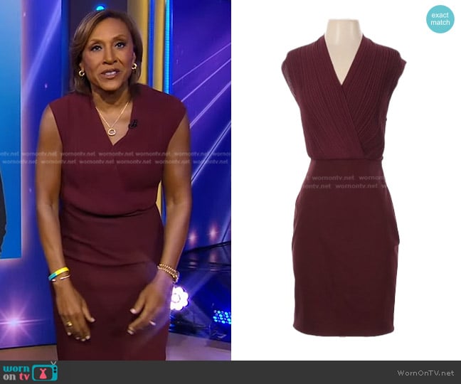 WornOnTV: Robin’s burgundy mixed media sheath dress on Good Morning ...