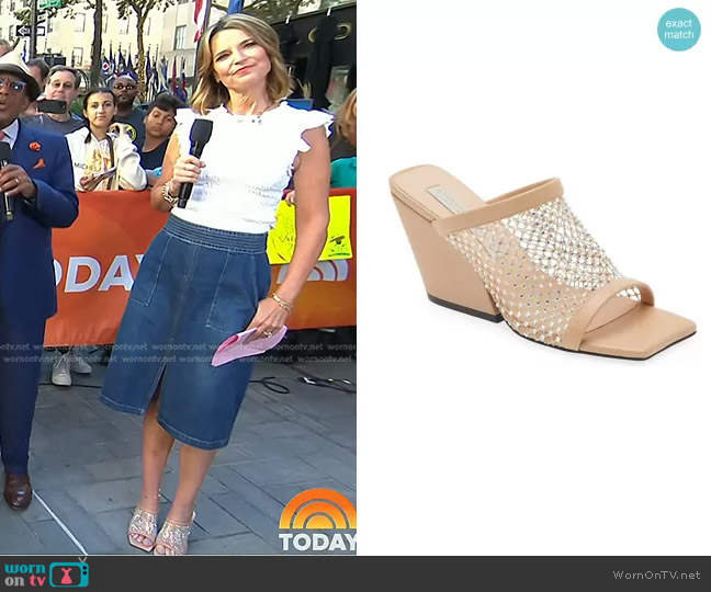 Stella McCartney Crystal Mesh Slide Sandal worn by Savannah Guthrie on Today