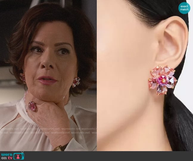 Swarovski Florere stud earrings worn by Margaret Wright (Marcia Gay Harden) on So Help Me Todd