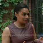 Sweta Chakraborty’s brown leather dress on Good Morning America