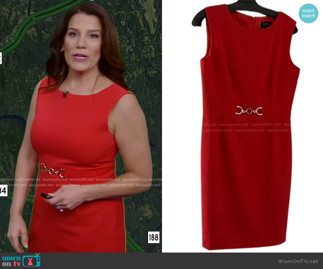 Tahari Sleeveless Sheath Dress worn by Heather O’Rourke on Good Morning America