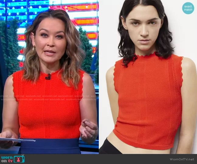 The Kooples Short Knit Top worn by Eva Pilgrim on Good Morning America