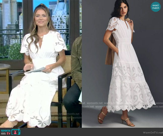 WornOnTV: Maria Menounos’s white lace dress on Live with Kelly and Mark ...