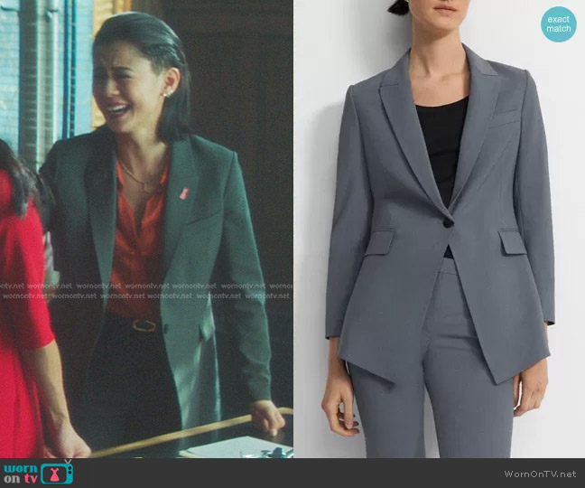 Theory Etiennette Blazer in Good Wool worn by George Fan (Leah Lewis) on Nancy Drew