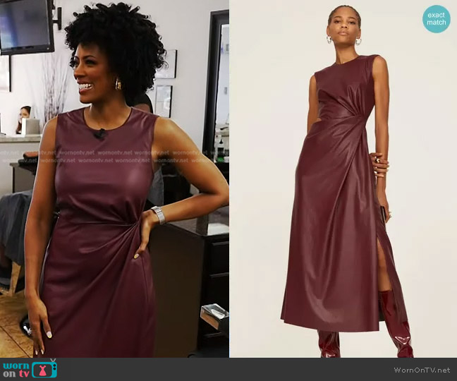 Simkhai Toni Faux Leather Midi Dress worn by Courtney Caldwell on Today