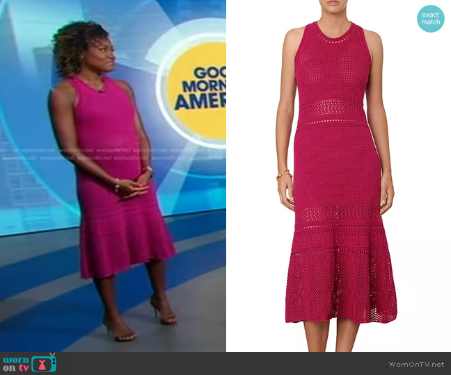 WornOnTV: Janai’s red crochet knit dress on Good Morning America ...