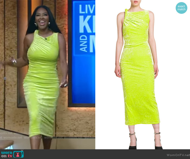 Versace Twisted Crushed Velvet Midi-Dress worn by Kenya Moore on Live with Kelly and Mark