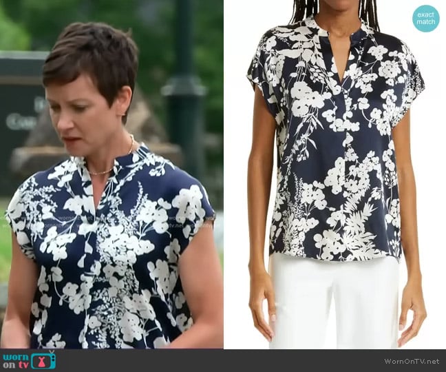 Vince Arboretum Floral Silk Top worn by Stephanie Gosk on NBC News Daily