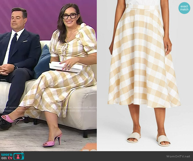 Who What Wear Midi Circle Skirt in Hampton Plaid worn by Savannah Sellers on Today