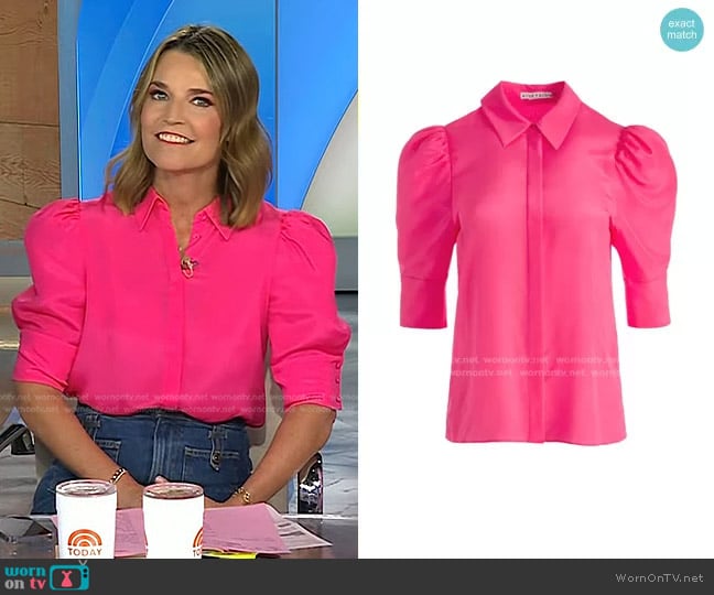 WornOnTV: Savannah’s pink puff sleeve blouse and jeans on Today ...