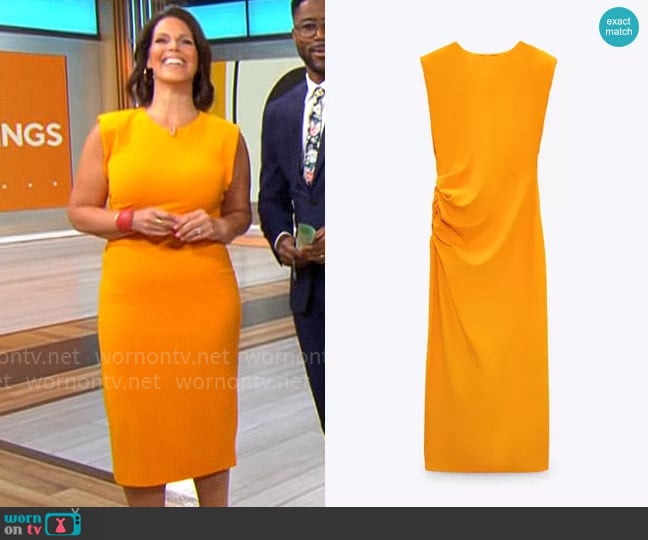 Zara Side Draped Dress worn by Dana Jacobson on CBS Mornings