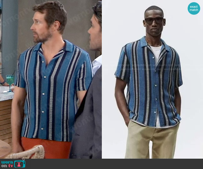 Zara Textured Striped Shirt worn by Cody Bell (Josh Kelly) on General Hospital