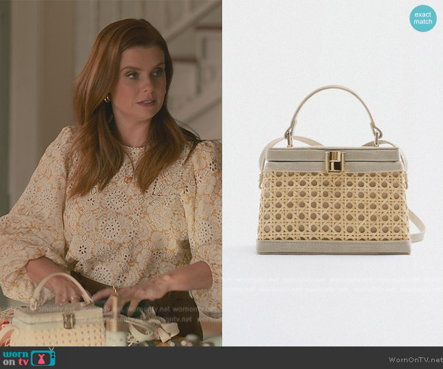 Rattan Box Bag by Zara worn by Maddie Townsend (JoAnna Garcia Swisher) on Sweet Magnolias