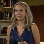 Abby’s blue metallic stripe romper on The Young and the Restless