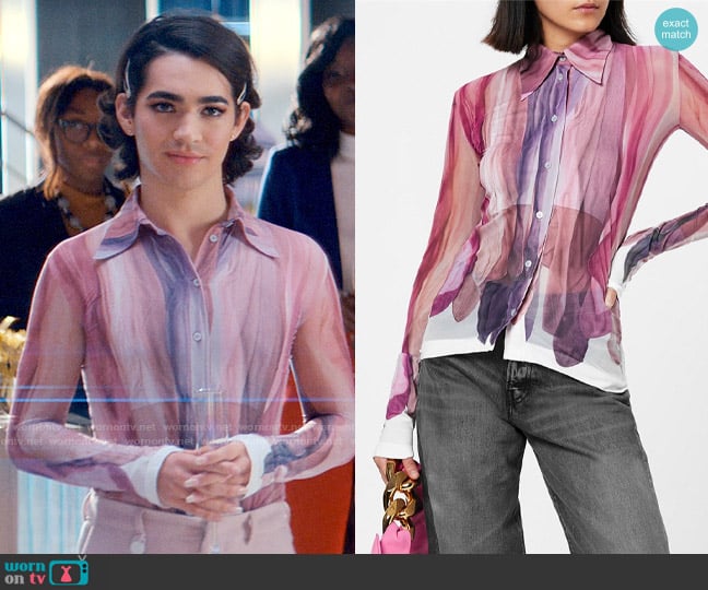 Acne Studios Estefani Printed Top worn by Marco Mejia (Miss Benny) on Glamorous