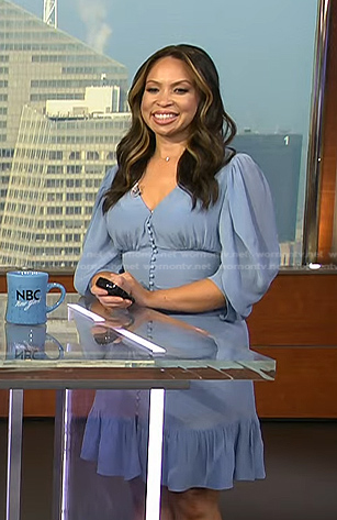 Adelle's blue button front v-neck dress on Today