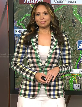 Adelle’s multicolor check blazer on Today