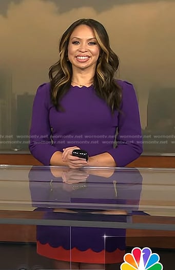 Adelle's purple scalloped dress on Today