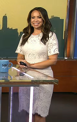 Adelle’s white scalloped lace dress on Today