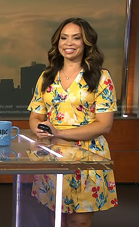 Adelle's yellow floral wrap dress on Today