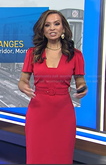 Adelle's red belted dress on Today