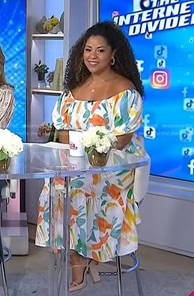 Arianna Davis’s white printed midi dress on Today