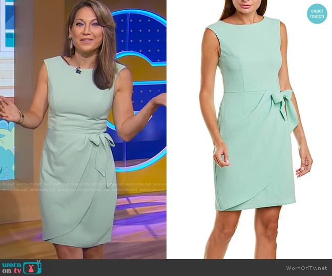 Adrianna Papell Cameron Draped Tie Dress worn by Ginger Zee on Good Morning America