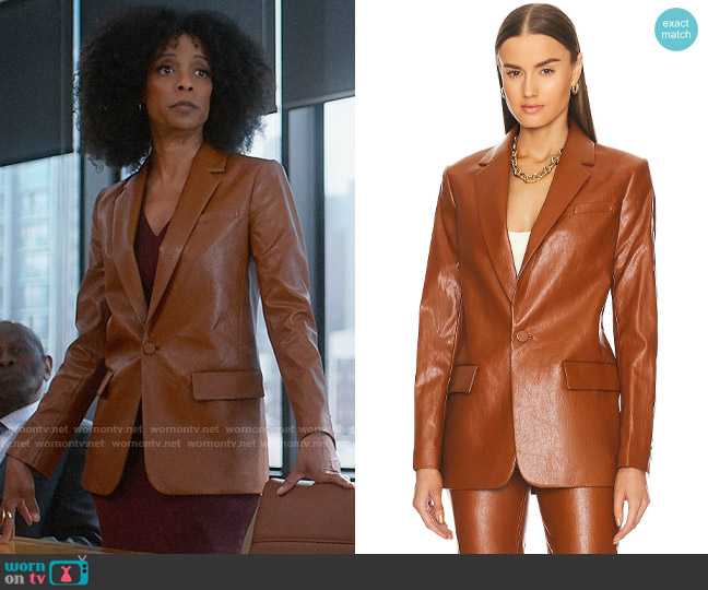 A.L.C. Dakota Jacket in Cognac worn by Beverly Crest (Leslie Silva) on So Help Me Todd