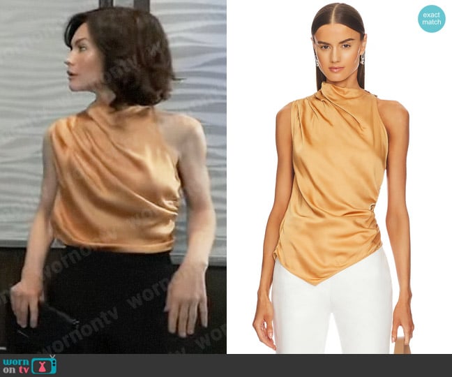 A.L.C. Jones Top in Tawny worn by Elizabeth Webber (Rebecca Herbst) on General Hospital