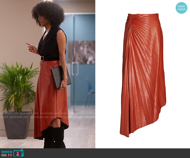 A.L.C. Tracy Leather Skirt worn by Beverly Crest (Leslie Silva) on So Help Me Todd