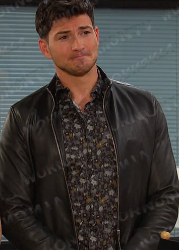 Alex's black floral print shirt on Days of our Lives