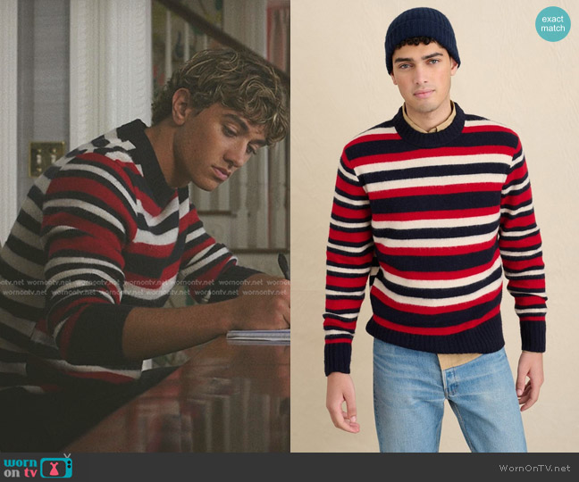 Alex Mill Mixed Stripe Sweater in Bruched Merino worn by Jeremiah Fisher (Gavin Casalegno) on The Summer I Turned Pretty