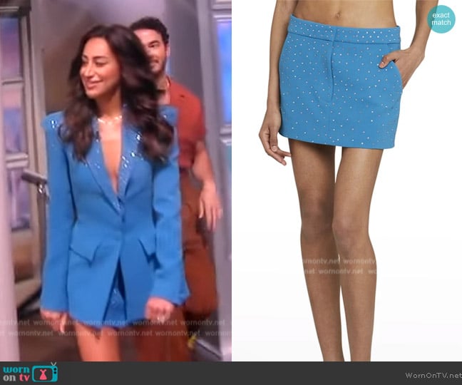 Alex Perry Carling crystal-embellished mini skirt worn by Danielle Jonas on The View