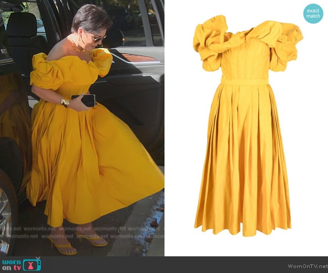 Alexander McQueen Ruffle-trim detail neckline dress worn by Kris Jenner (Kris Jenner) on The Kardashians