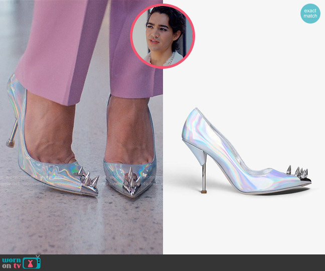 Alexander McQueen Punk Stud Holographic Pump worn by Marco Mejia (Miss Benny) on Glamorous